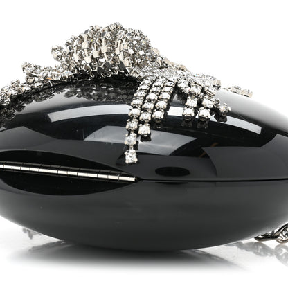 Chanel Resin Crystal Chain Fringe CC Oval Minaudière Black 8 of 11