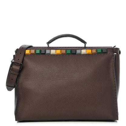 Fendi Cuoio Romano Selleria Studded Large Mens Peekaboo Iconic Essential Satchel Marrone Sunflower Multicolor 1 of 8
