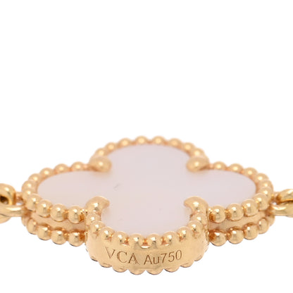 Van Cleef & Arpels 18K Yellow Gold Mother of Pearl 5 Motifs Vintage Alhambra Bracelet 3 of 4