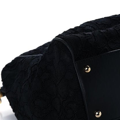 Dolce & Gabbana Calfskin Lace Miss Sicily Satchel Black 10 of 14