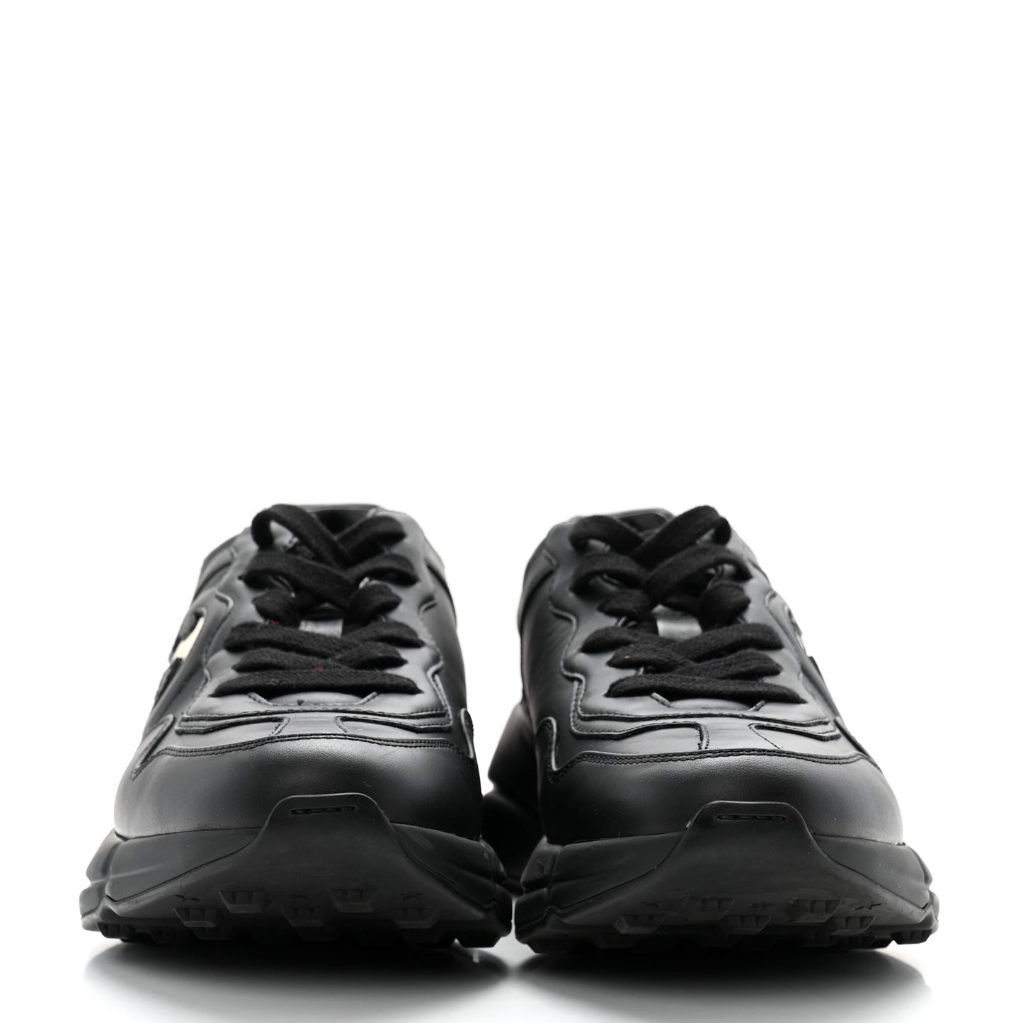 Dali Soft Calfskin Cut Out Interlocking G Womens Rhyton Sneakers 37 Black Ivoire