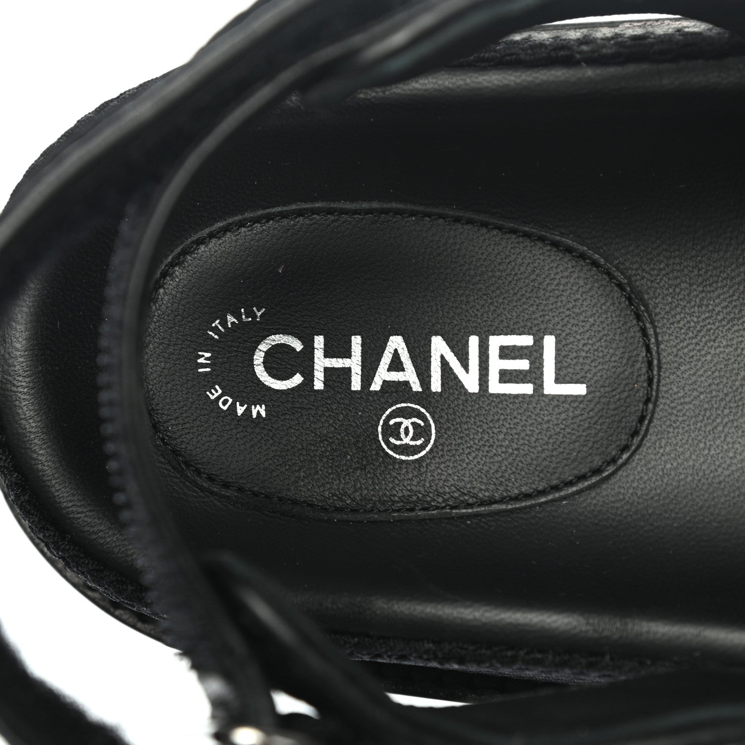 Chanel Fabric Velcro Dad Sandals 39 Black 7 of 8