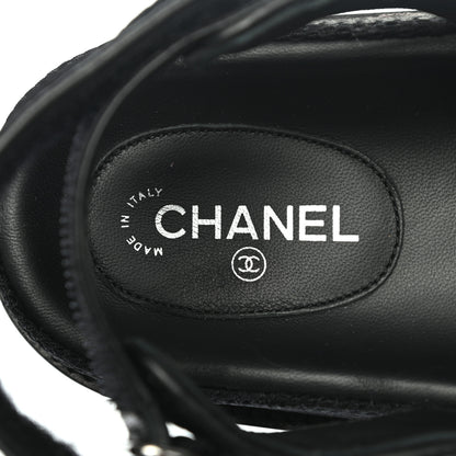 Chanel Fabric Velcro Dad Sandals 39 Black 7 of 8