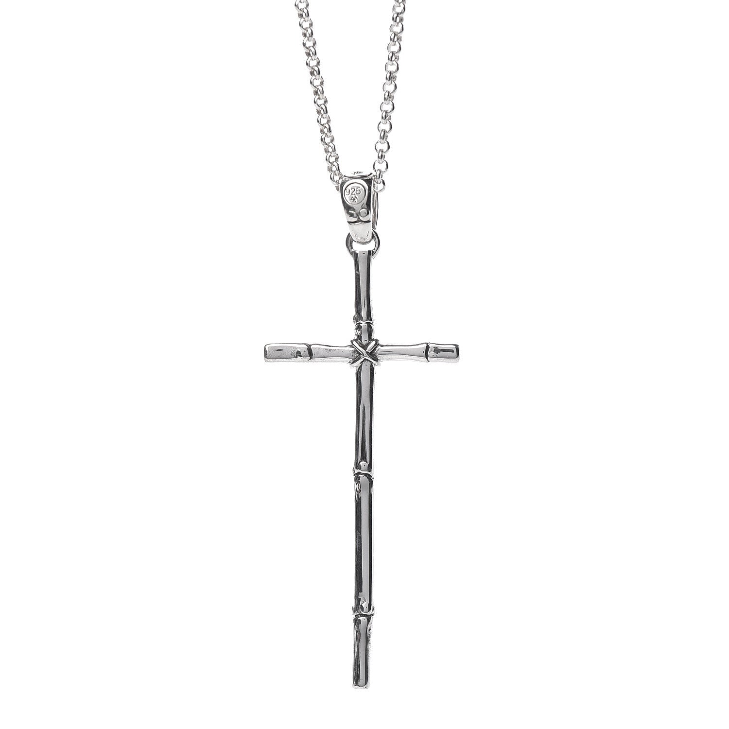 John Hardy Sterling Silver Bamboo Cross Pendant Necklace 4 of 8