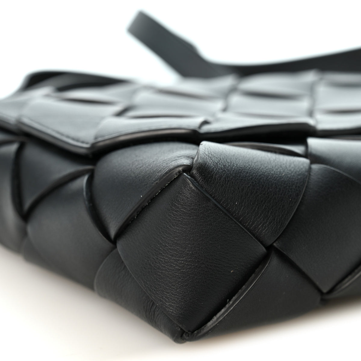 Grained Calfskin Intreccio Small Diago Crossbody Bag Black