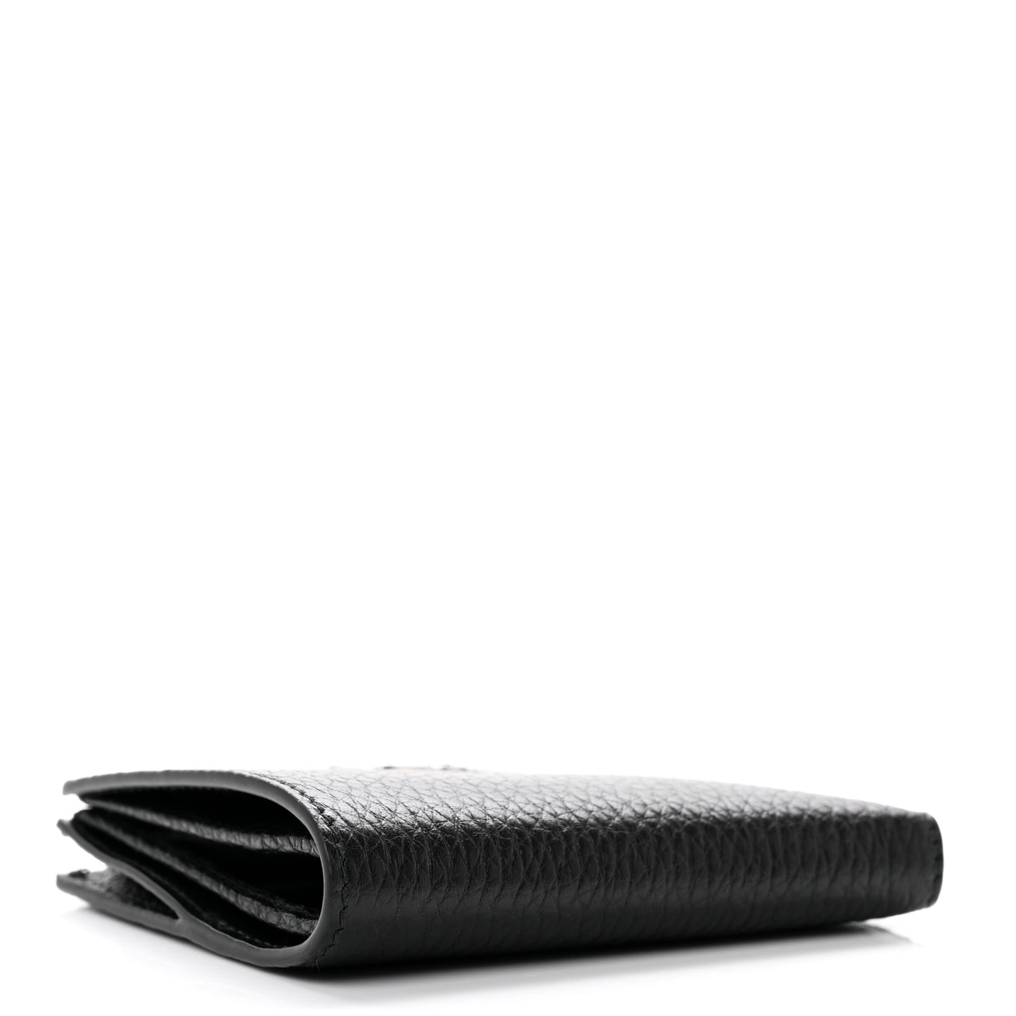 Vitello Daino Compact Bi-Fold Zip Wallet Black