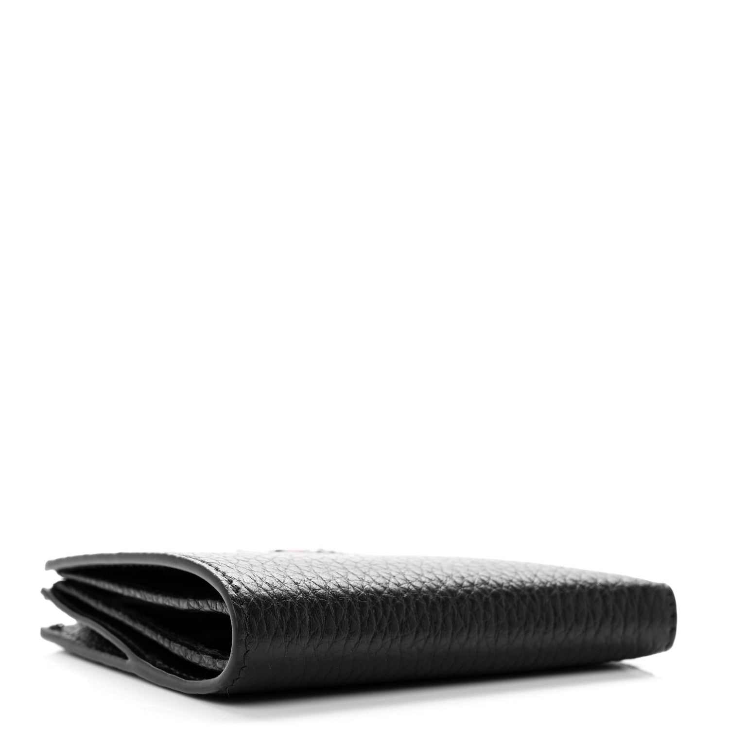 Prada Vitello Daino Compact Bi-Fold Zip Wallet Black 4 of 7