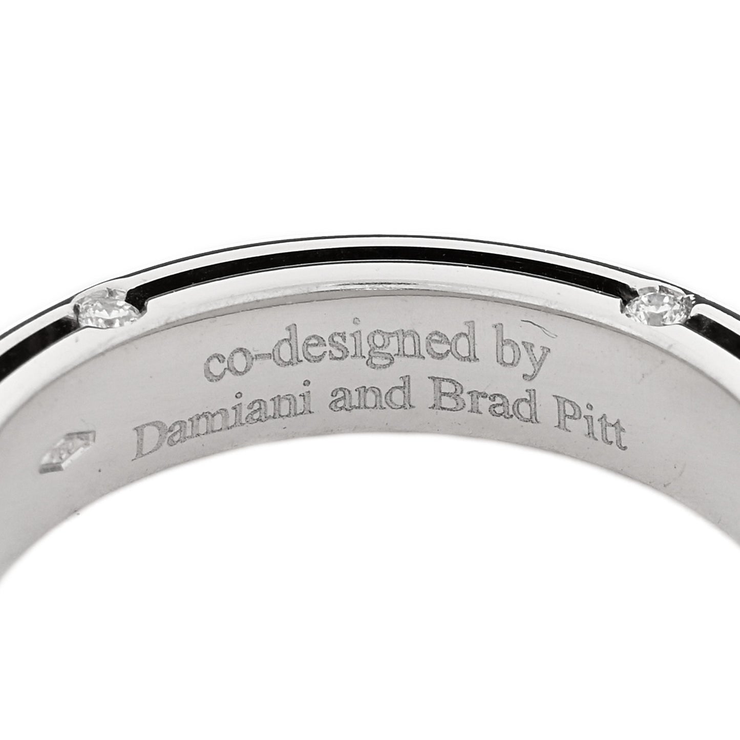 X BRAD PITT 18K White Gold Diamond D.Side Band Ring 52 6