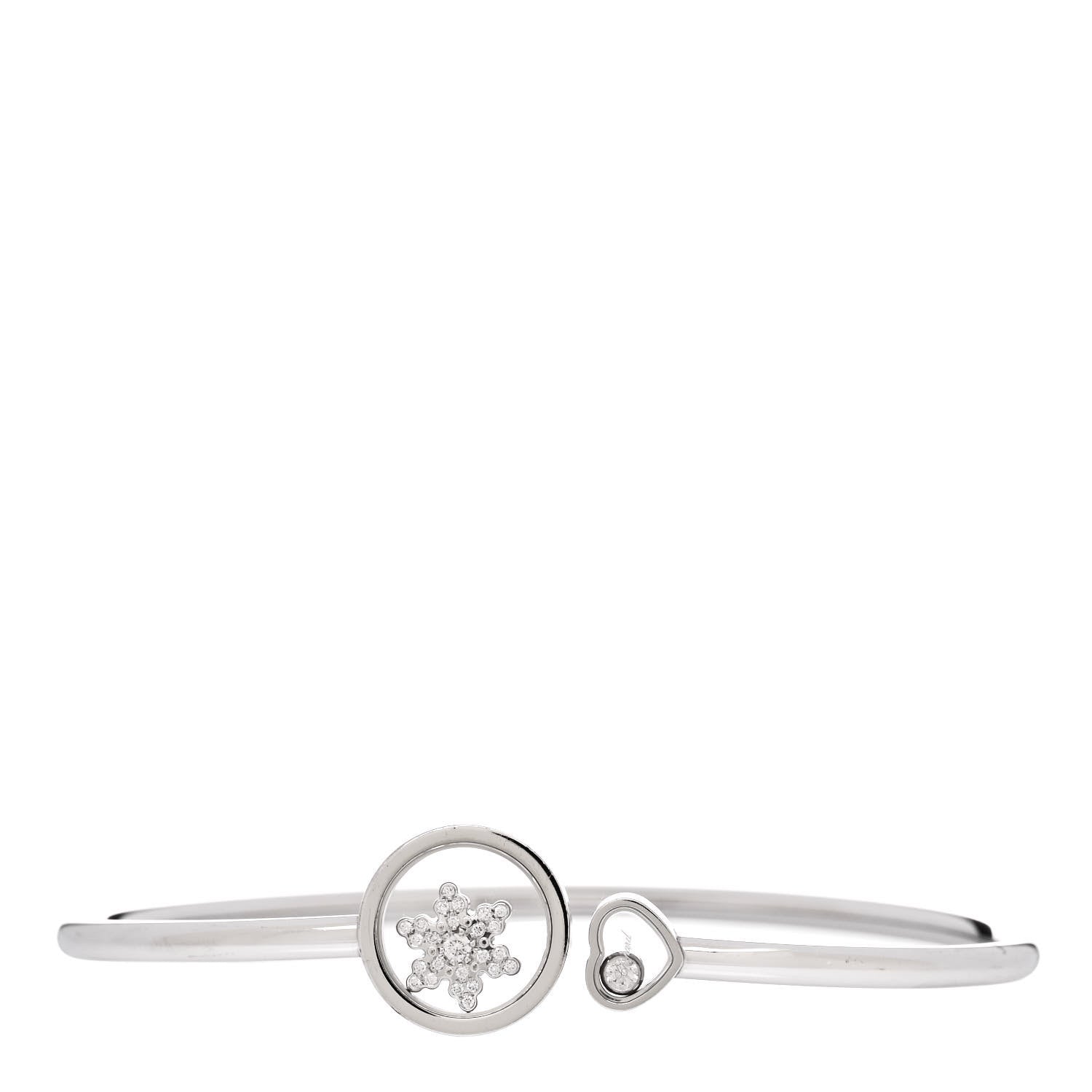 Chopard 18K White Gold Diamond Happy Snowflakes Bangle Bracelet 1 of 5