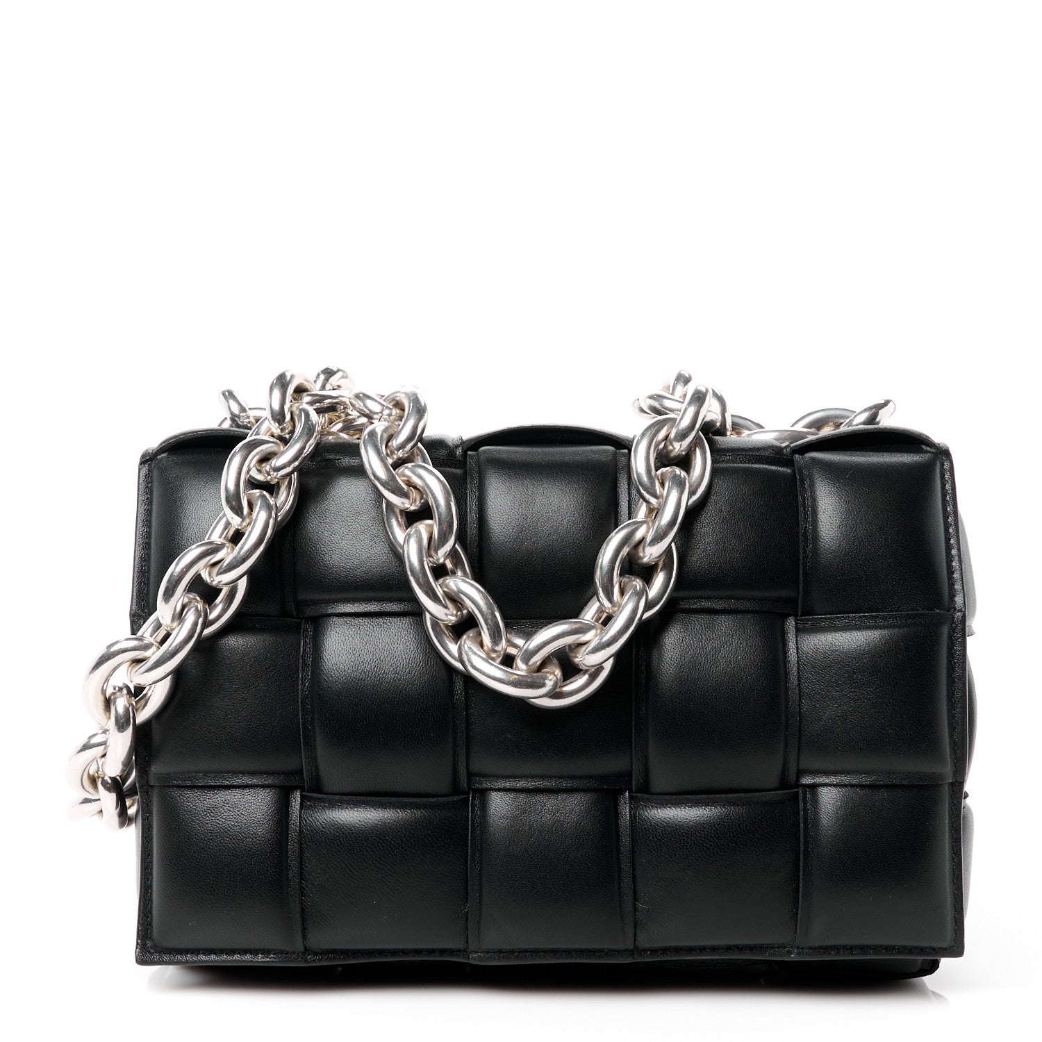 Bottega Veneta Lambskin Maxi Intreccio Padded Chain Cassette Crossbody Bag Black 1 of 12