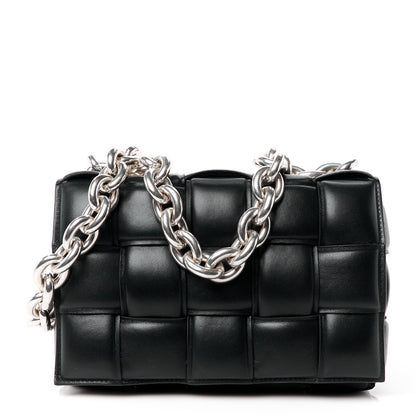Bottega Veneta Lambskin Maxi Intreccio Padded Chain Cassette Crossbody Bag Black 1 of 12
