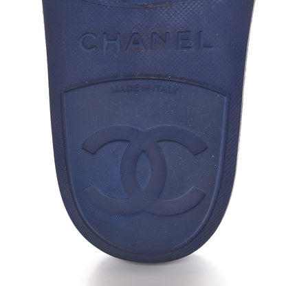 Chanel Rubber CC Flat Slide Sandals 39 Black Navy 6 of 10