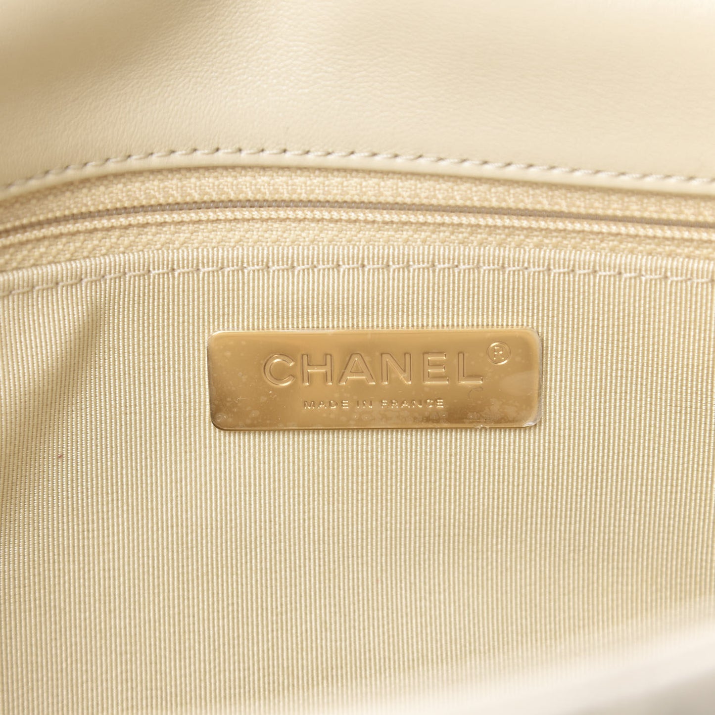 Lambskin Quilted Large 19 Flap Beige