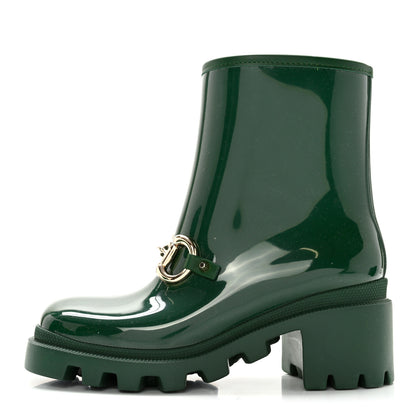 Gucci Rubber Womens Horsebit Ankle Boots 35 Vintage Green 1 of 12