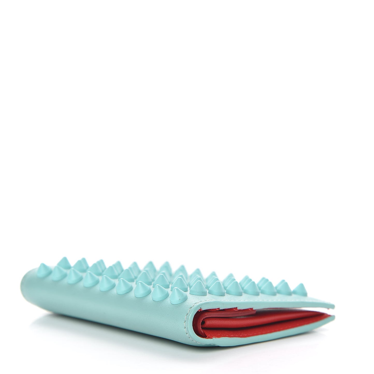 Calfskin Spiked Bi-Fold Wallet Turquoise