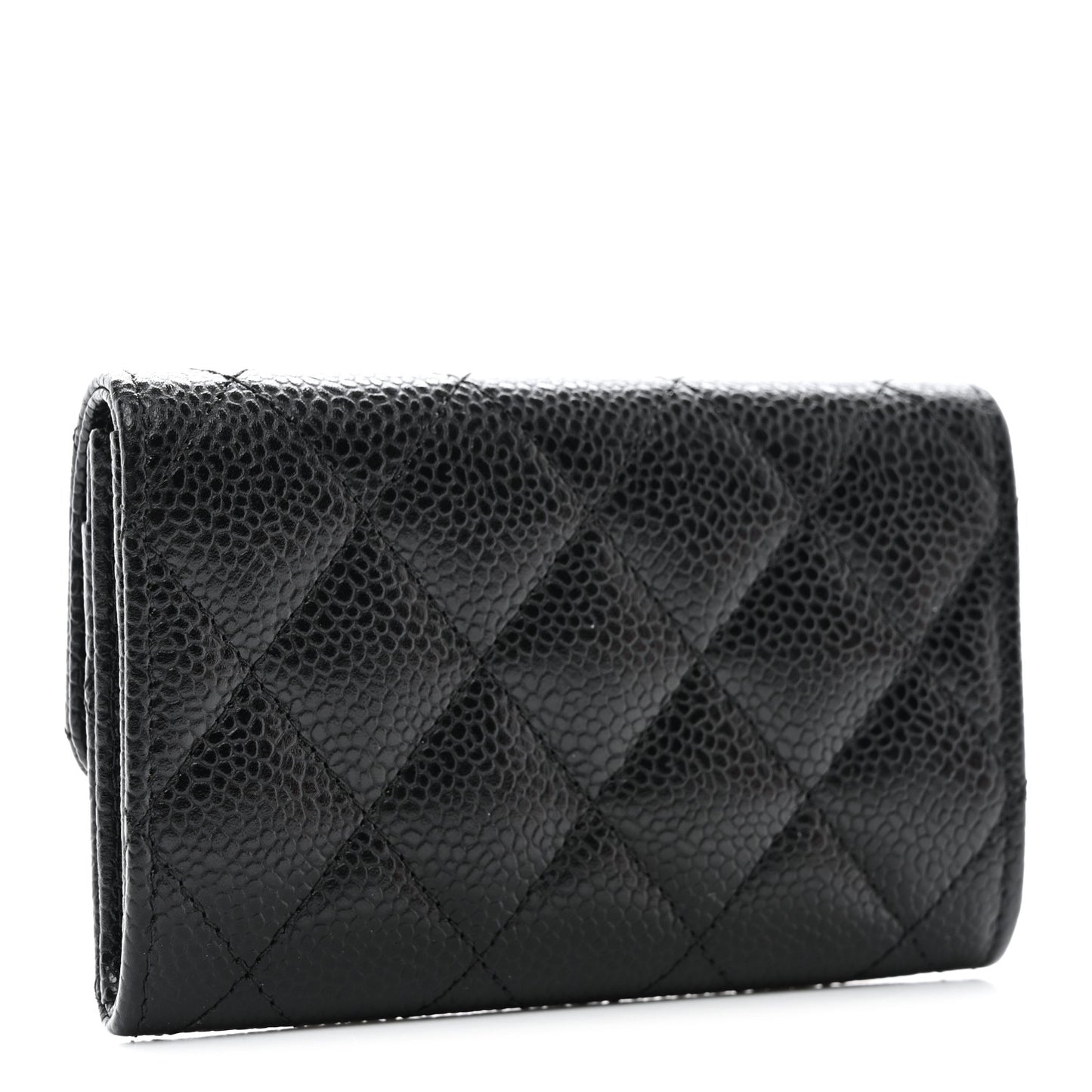 Caviar Quilted Flap Card Holder Black