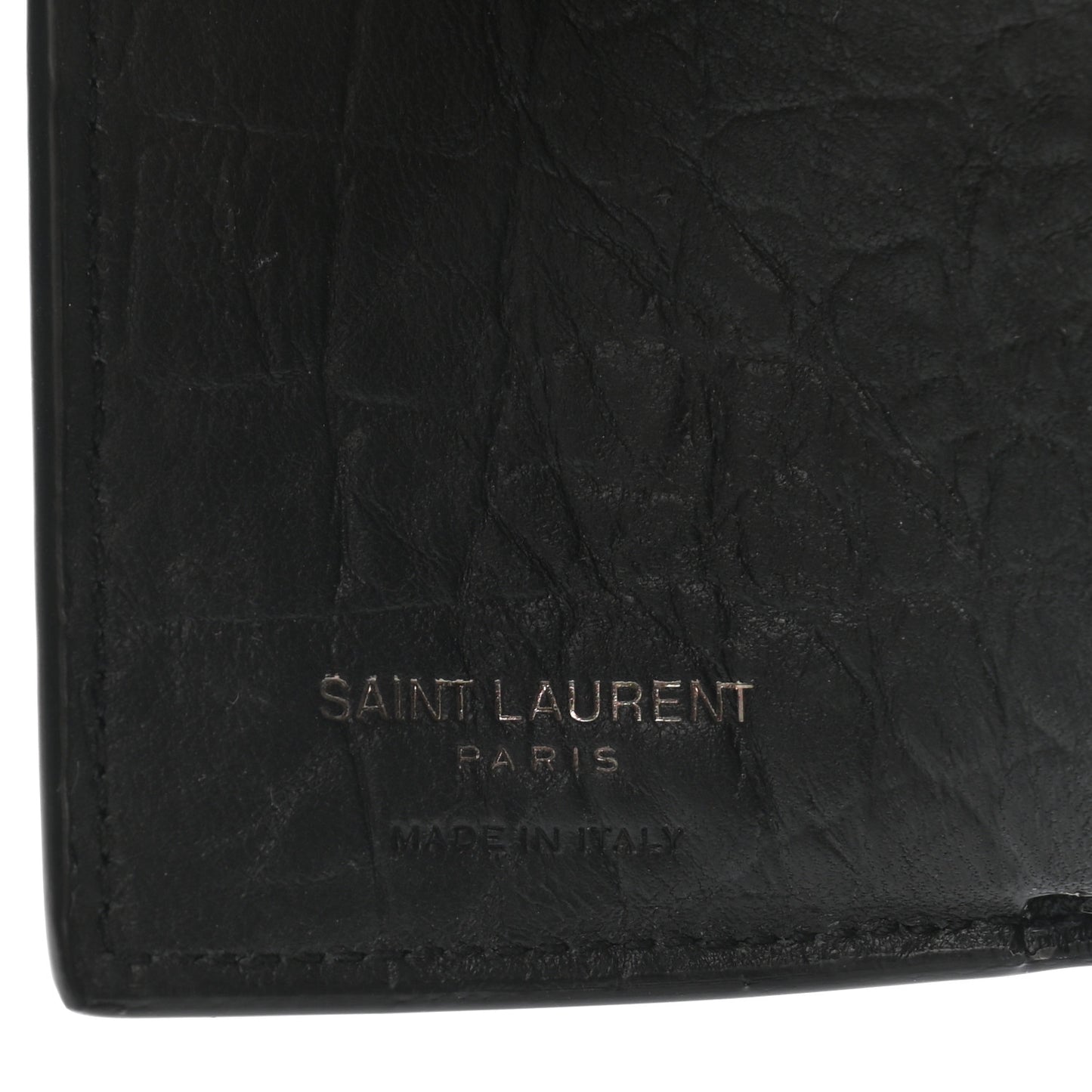 Crocodile Embossed Monogram Compact Tri Fold Gray