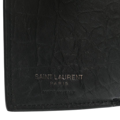 Saint Laurent Crocodile Embossed Monogram Compact Tri Fold Gray 7 of 7
