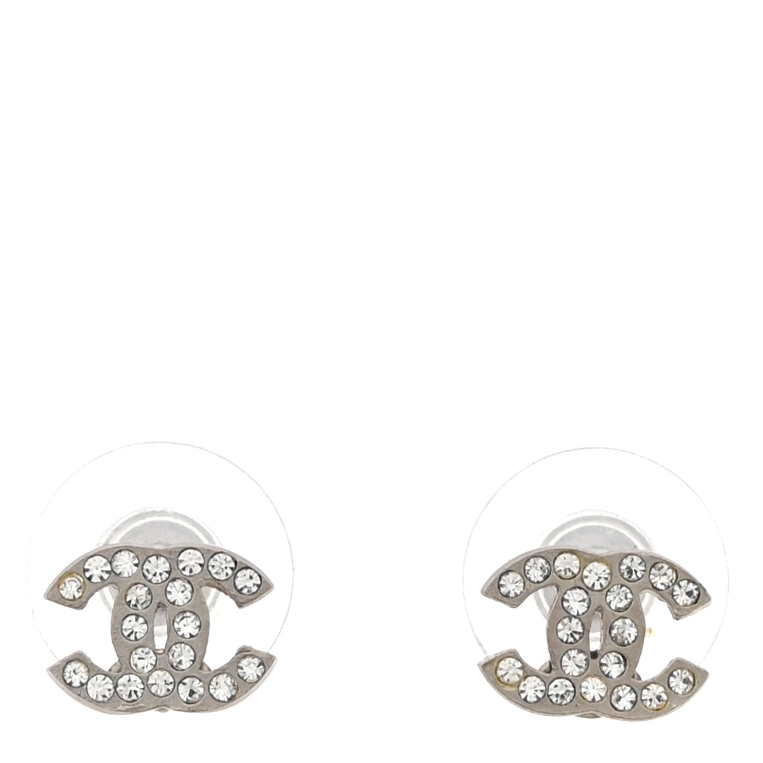 Chanel Crystal Mini Timeless CC Earrings Silver 1 of 4