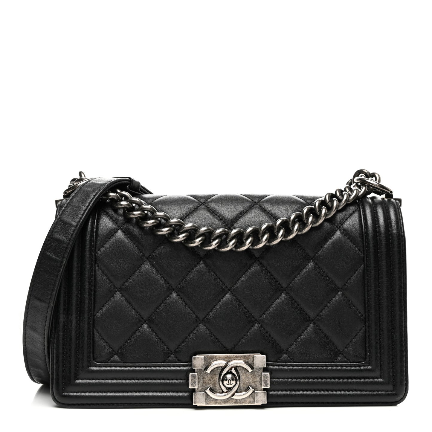 Calfskin Quilted Medium Boy Flap Black