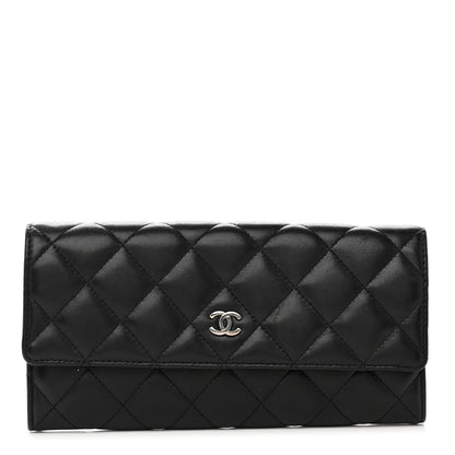 Chanel Lambskin Quilted Large Gusset Flap Wallet Black 1 of 8