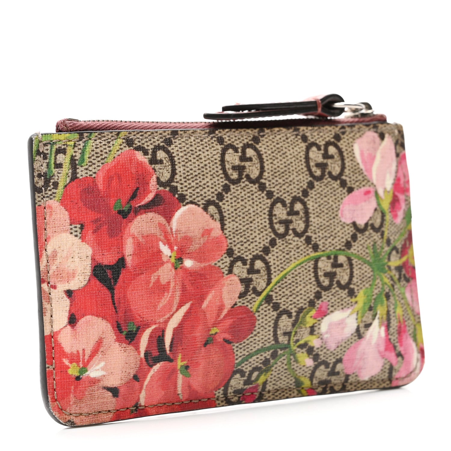 Gucci GG Supreme Monogram Blooms Key Ring Coin Case Beige Multicolor Dry Rose 3 of 6