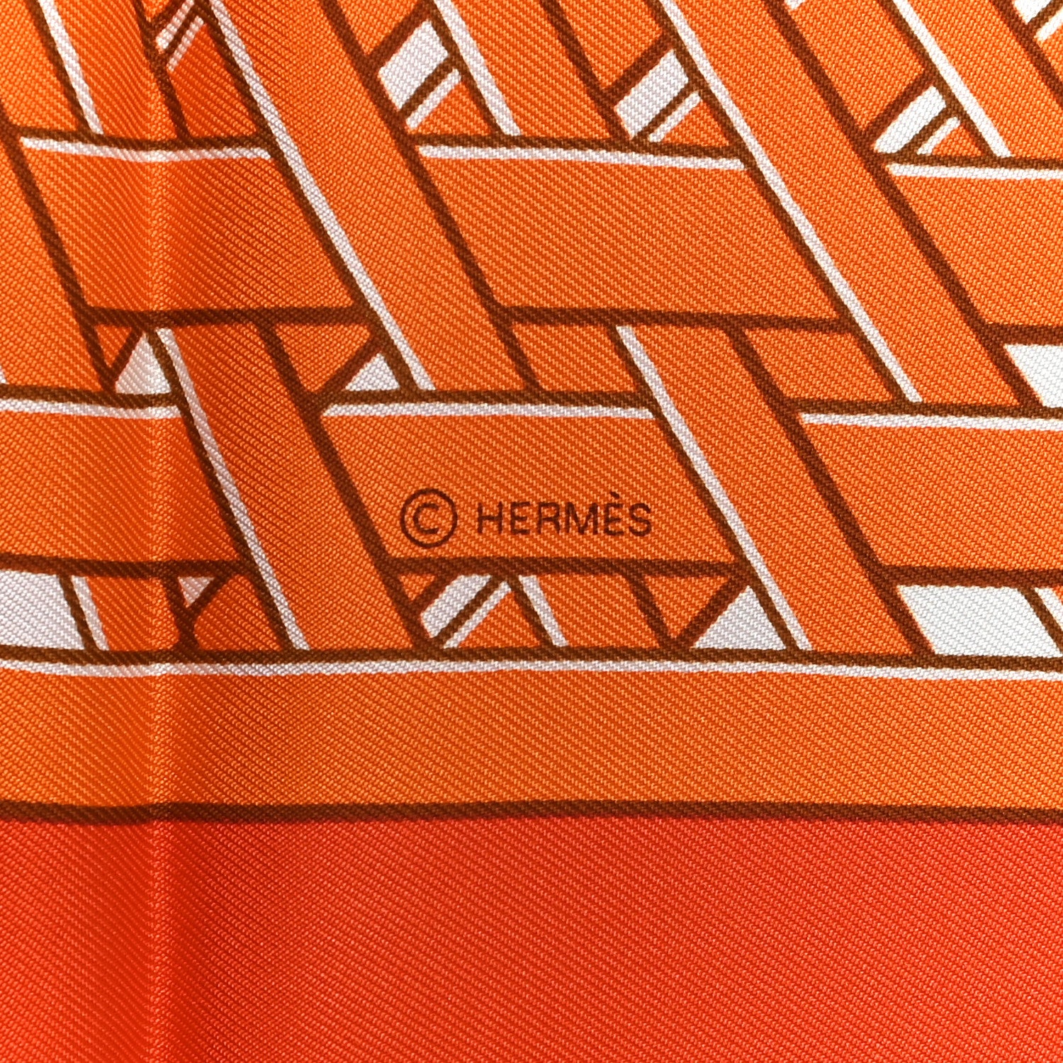 Hermes Silk Masan & Masan Scarf 90 Orange Grege Tabac 3 of 5