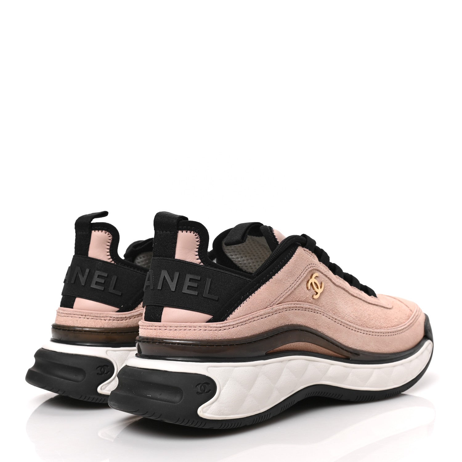 Chanel Suede Calfskin Nylon Grosgrain CC Sneakers 39 Light Pink 4 of 8