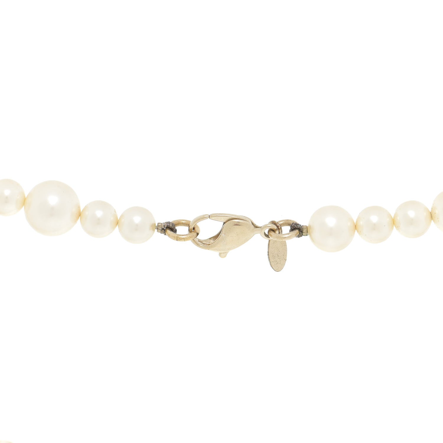Chanel Crystal Pearl CC Short Necklace Gold 4 of 5