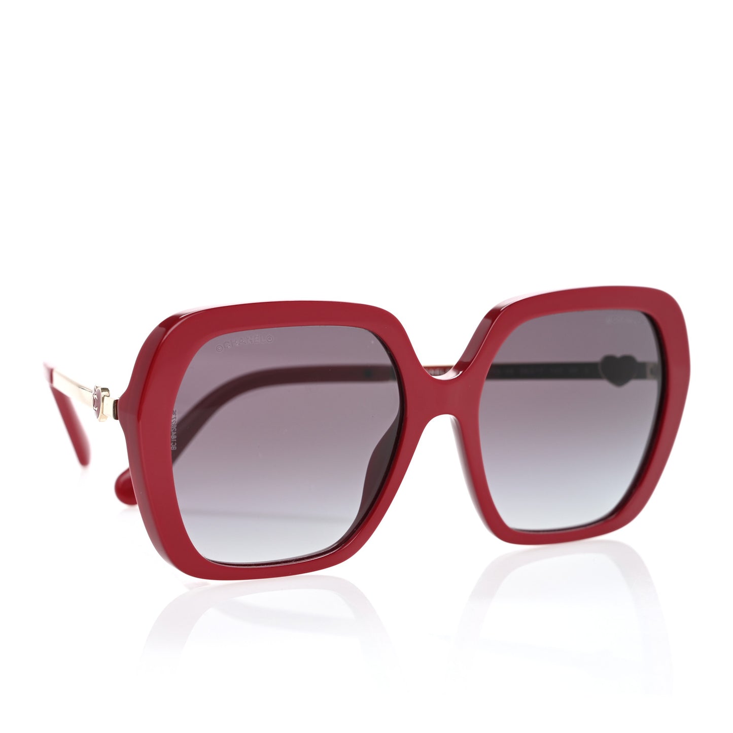 Acetate Polarized Square CC Heart Sunglasses 5521-A Red