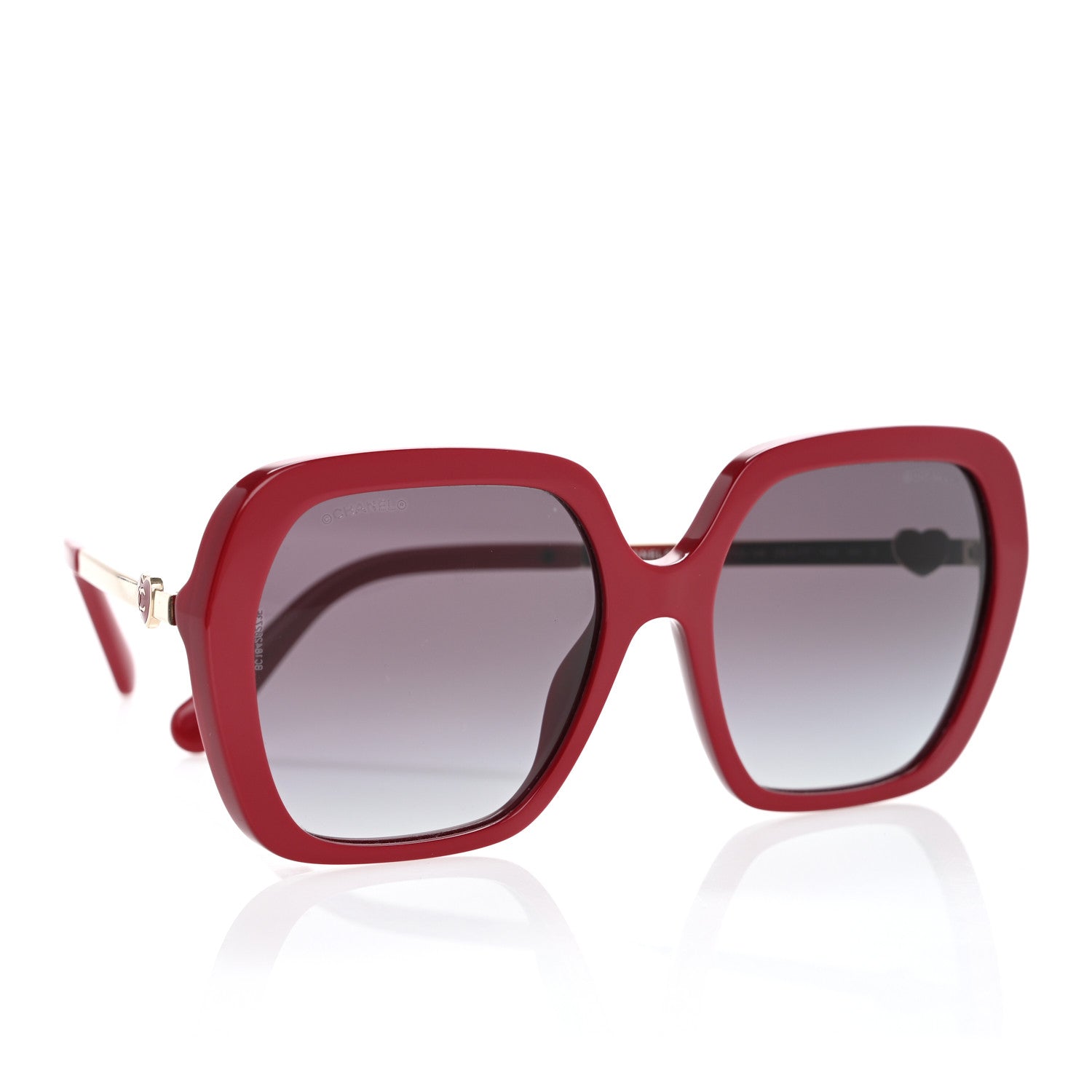 Chanel Acetate Polarized Square CC Heart Sunglasses 5521-A Red 7 of 8