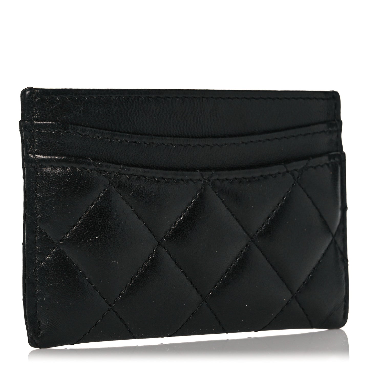 Lambskin Quilted Card Holder Black