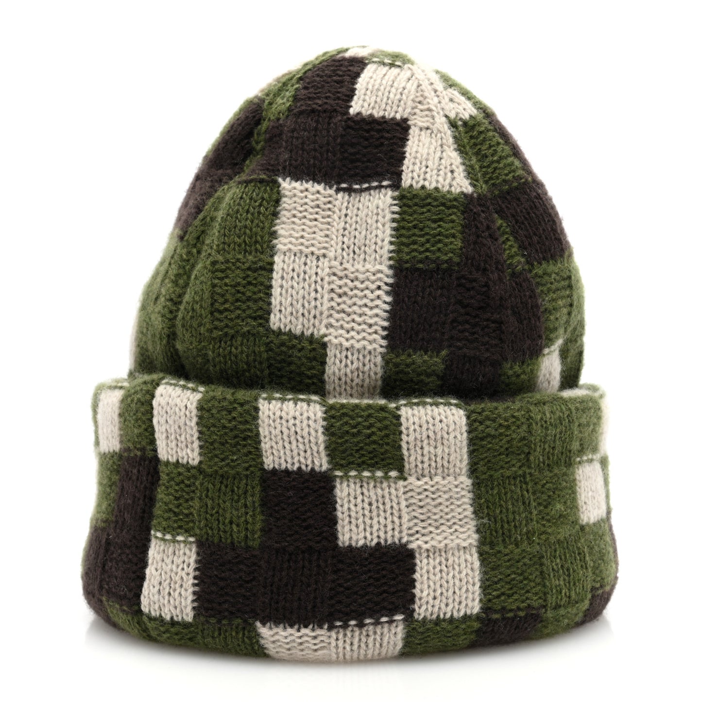 Wool Damoflage Beanie Hat Green