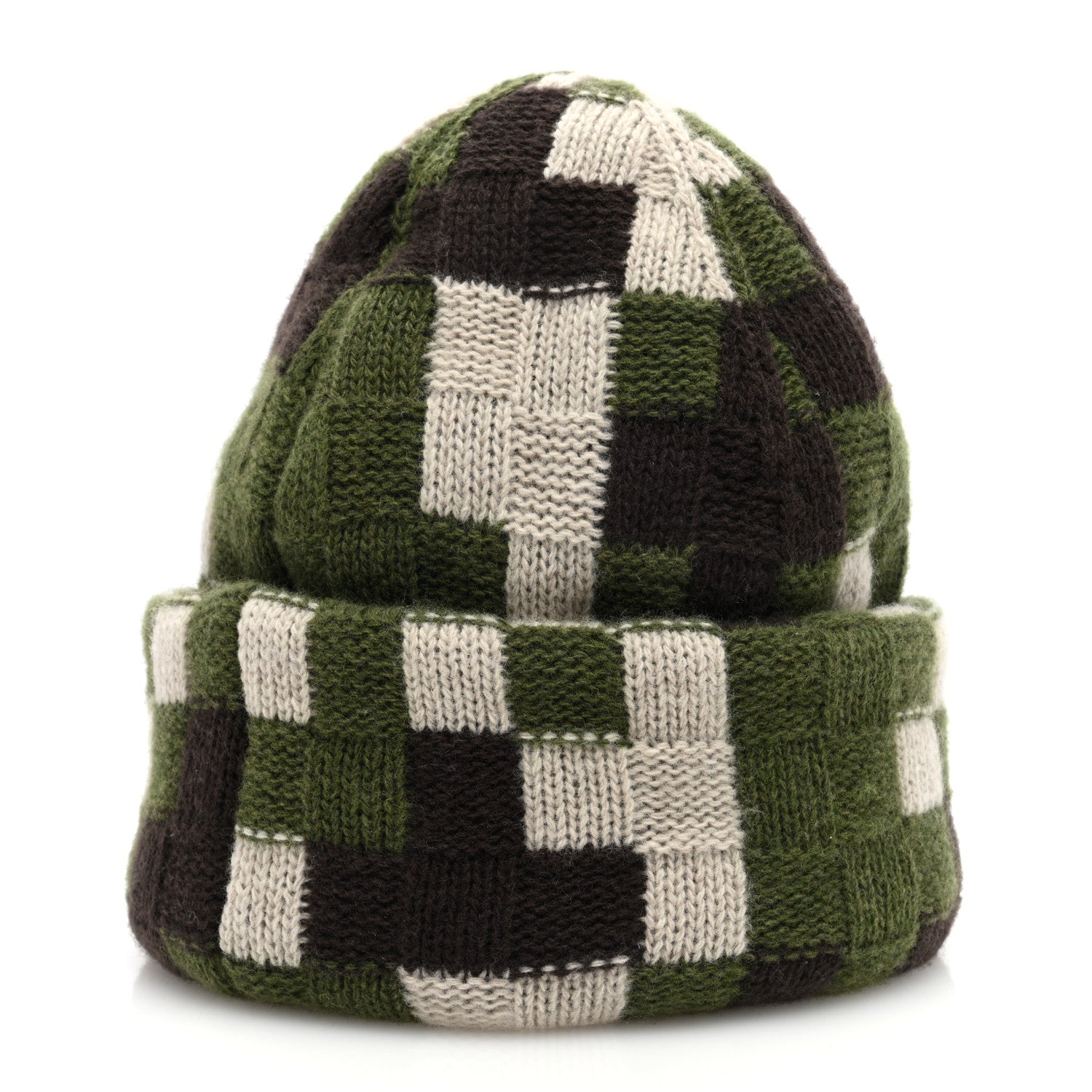 Louis Vuitton Wool Damoflage Beanie Hat Green 4 of 8