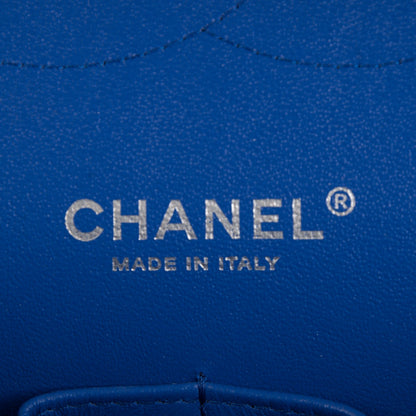 Chanel Caviar Chevron Quilted Jumbo Double Flap Bright Blue 7 of 8
