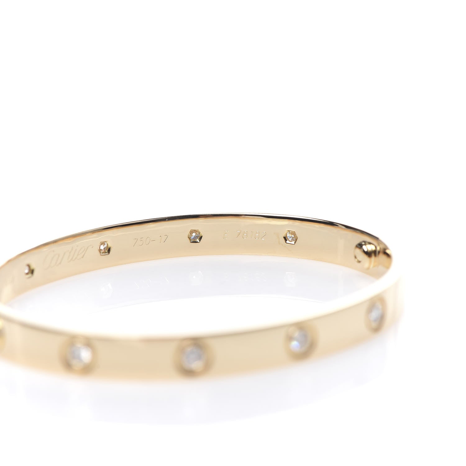 Cartier 18K Yellow Gold 10 Diamond LOVE Bracelet 17 6 of 7