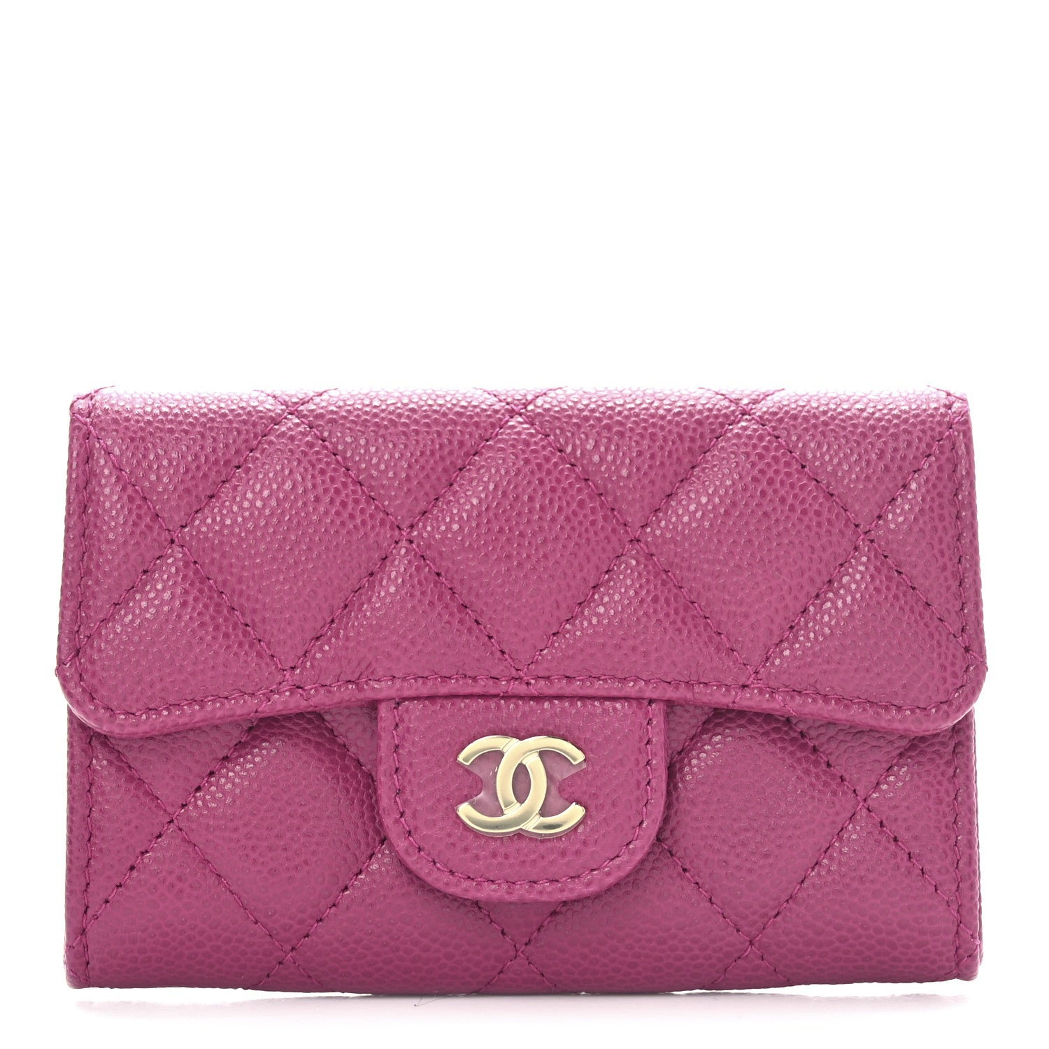 Chanel Caviar Quilted Flap Card Holder Wallet Fuchsia 1 of 10