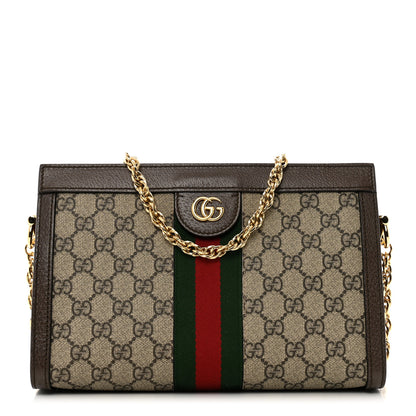 Gucci GG Supreme Monogram Web Small Ophidia Chain Shoulder Bag Brown 1 of 10