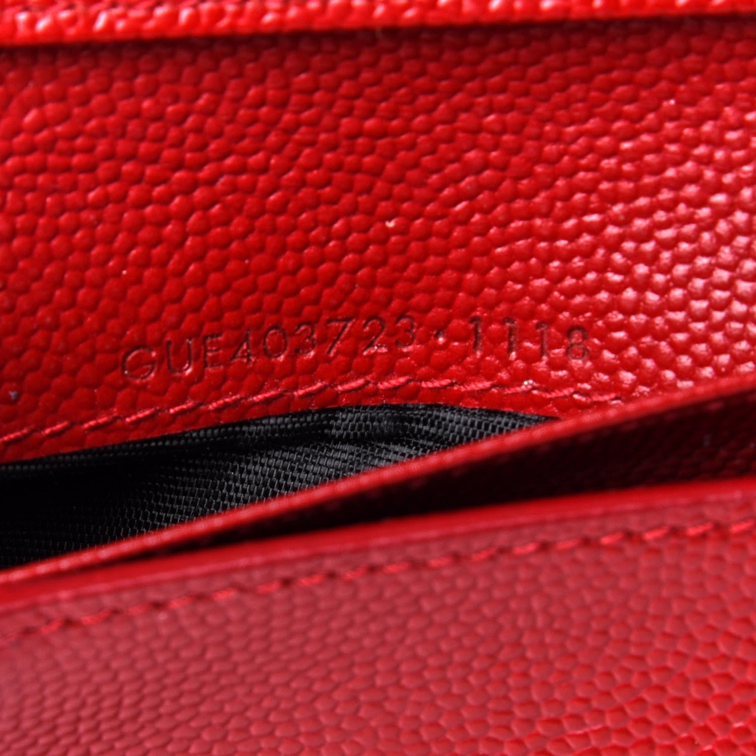 Saint Laurent Grain De Poudre Matelasse Chevron Monogram Compact Zip Around Wallet Rouge Eros 7 of 9