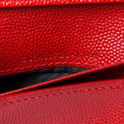 Saint Laurent Grain De Poudre Matelasse Chevron Monogram Compact Zip Around Wallet Rouge Eros 7 of 9