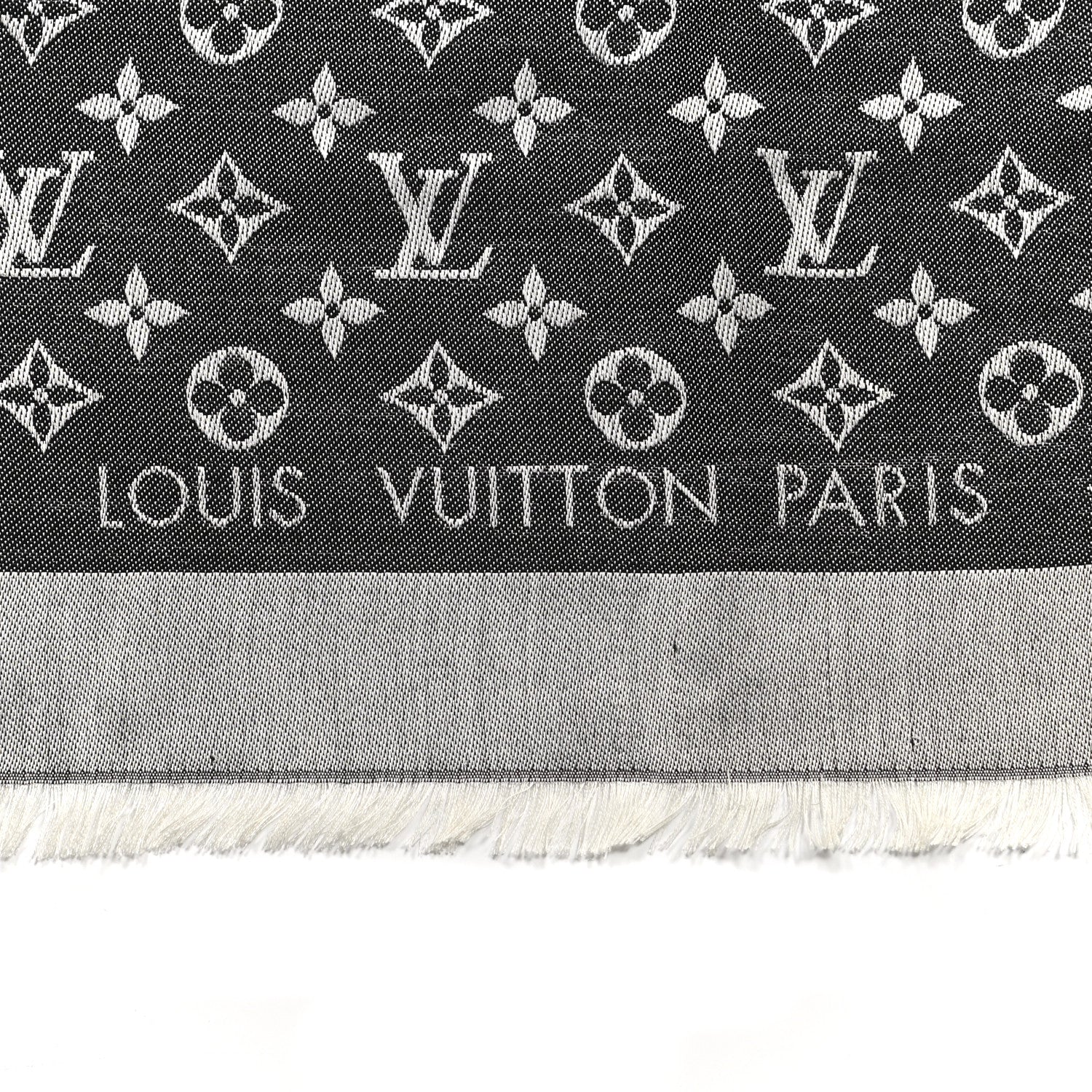 Louis Vuitton Wool Silk Monogram Denim Shawl Black 2 of 4