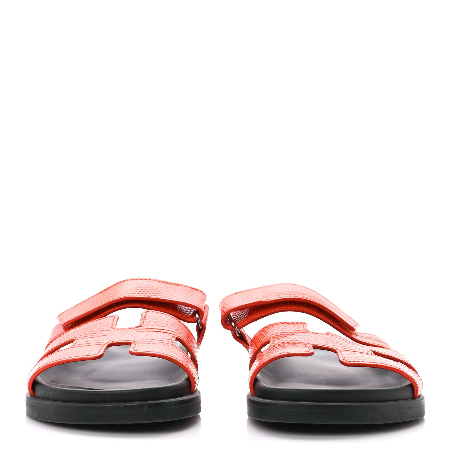 Hermes Lizard Womens Chypre Sandals 38 Orange Synthetique 2 of 8
