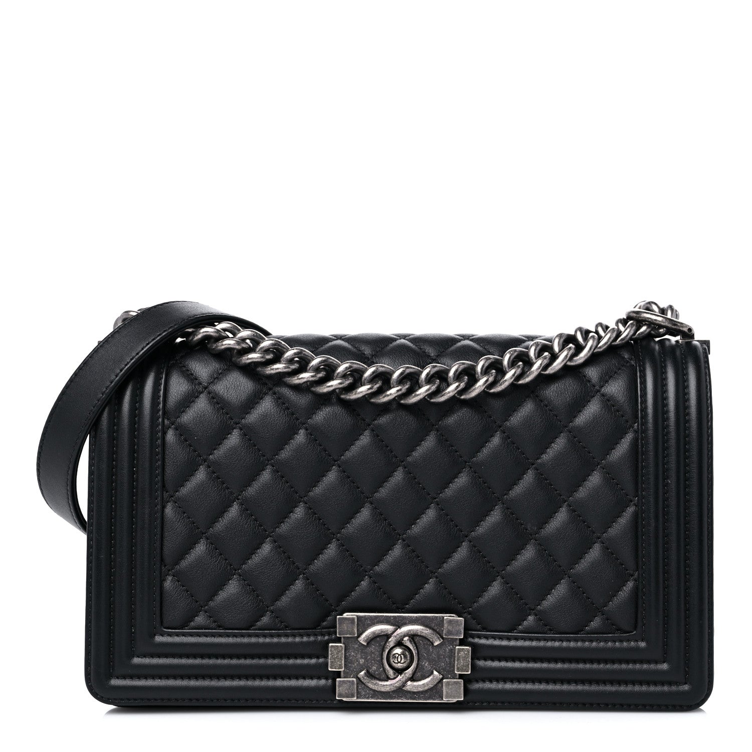 Chanel Lambskin Quilted Medium Boy Flap Black 1 of 12