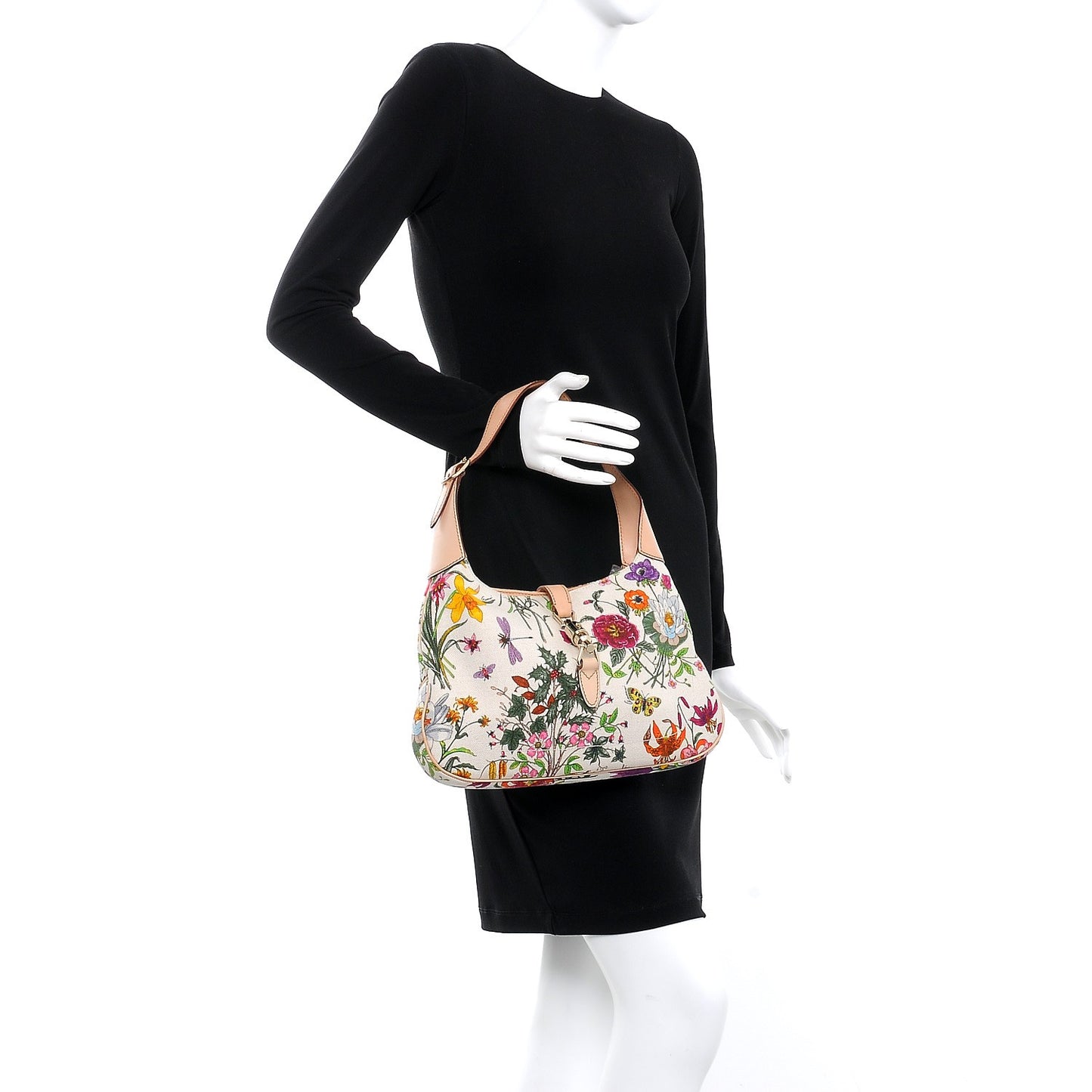 Canvas Floral Flora Small Jackie O Hobo White