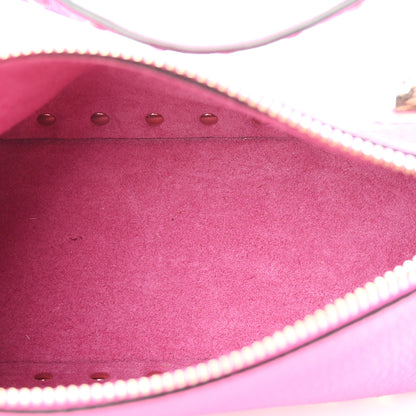 Valentino Garavani Pebbled Calfskin Small Rockstud Flip Lock Shoulder Bag Fuxia 5 of 9