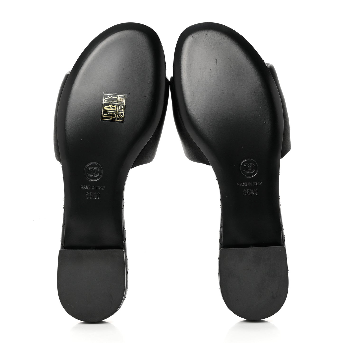 Satin Mule Sandals 38.5 Black