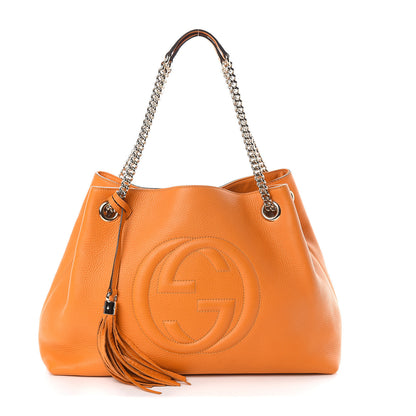 Gucci Pebbled Calfskin Medium Soho Chain Shoulder Bag Curcuma 1 of 8
