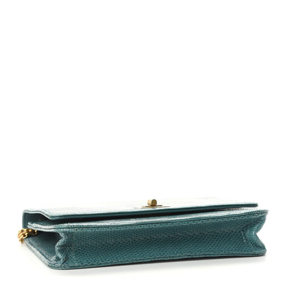 Chanel Lizard Reissue Wallet on Chain WOC Green 4 of 10