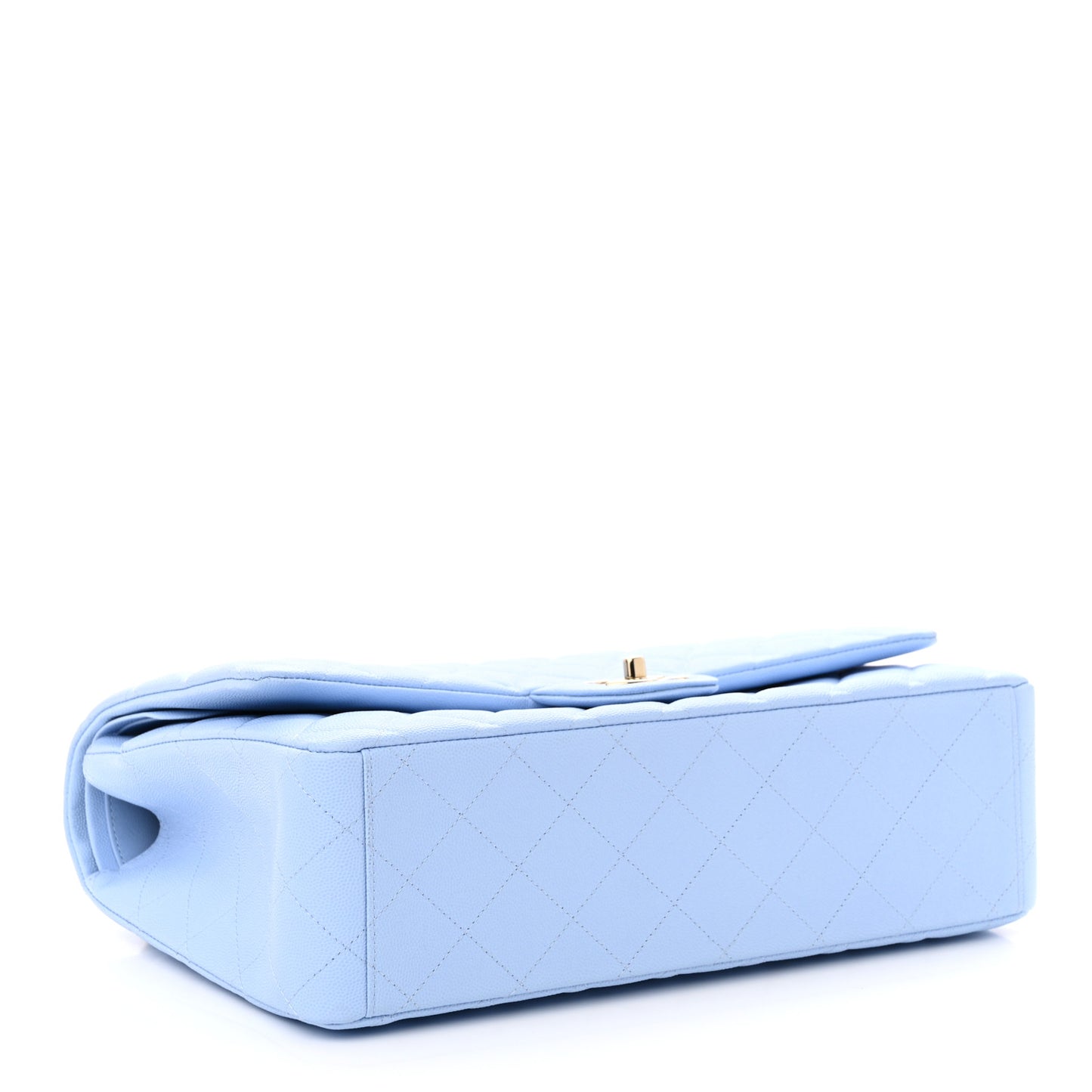 Caviar Quilted Maxi Double Flap Light Blue