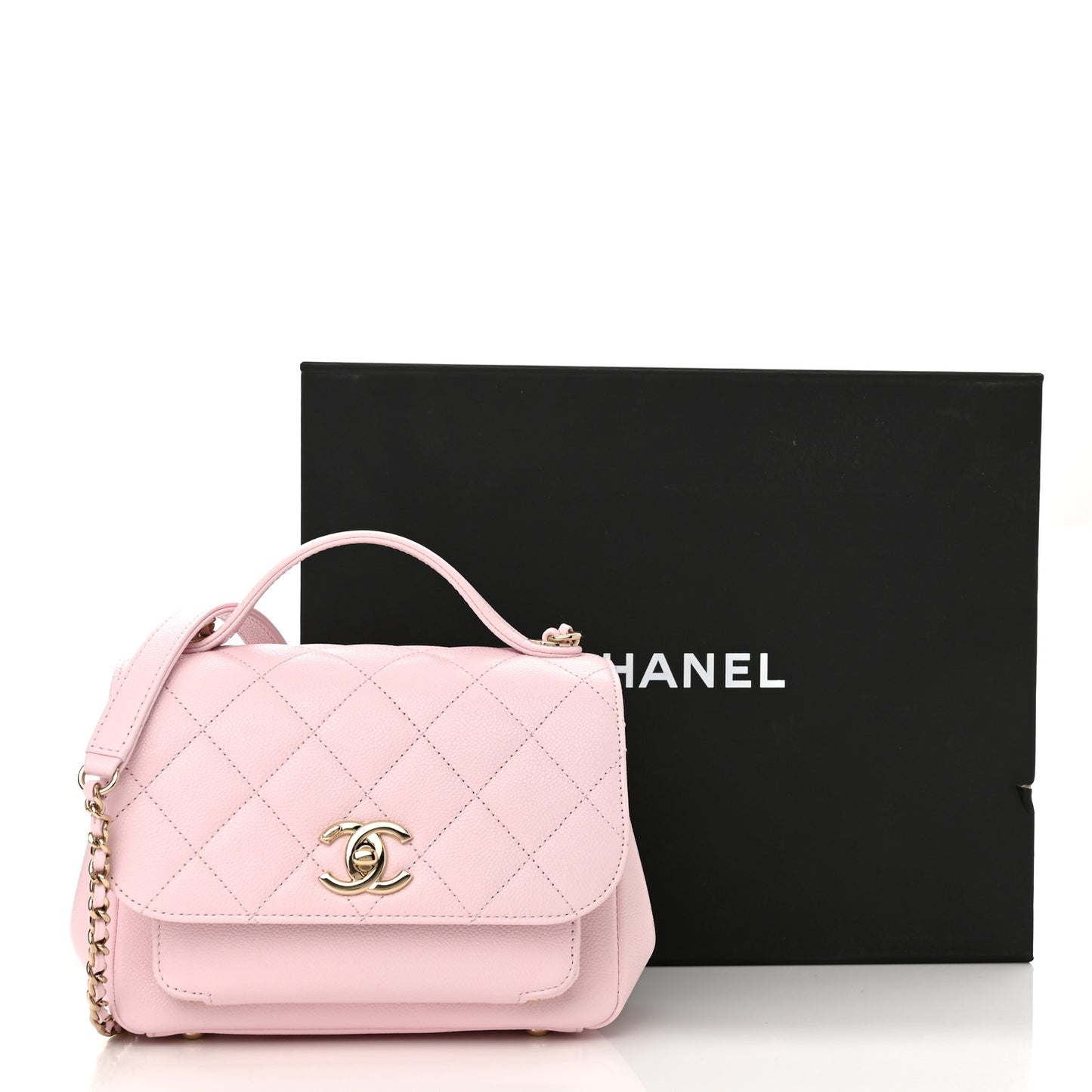 Caviar Quilted Small Business Affinity Flap Light Pink